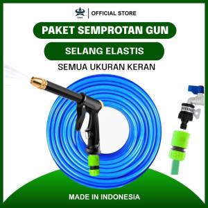 GEMUK Paket Selang Air 30 Meter Selang Elastis DOP Dengan Semprotan Jet Spray Kencang Selang Siram Tanaman Selang Cuci Mobil