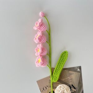SECRETE AMBIENT LIGHT78SE0 1pc Hand-woven Lily of the Valley Crochet Flowers Artificial Finished Product Knit Fake Flowers Creative Home Decoration Handmade Bouquet Party Wedding
