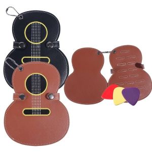 XUANYUAN รูปทรงกีตาร์ กระเป๋าใส่ปิ๊กกีตาร์ หนัง ความจุขนาดใหญ่ กระเป๋าปิ๊กกีตาร์ ผู้เล่นกีตาร์ ความเรียบง่าย คลิปปิ๊กกีตาร์ กลิ่นหอม