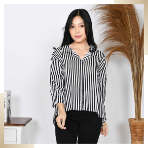 Kemeja Salur Wanita Premium/kemeja wanita terbaru 2023/kemeja