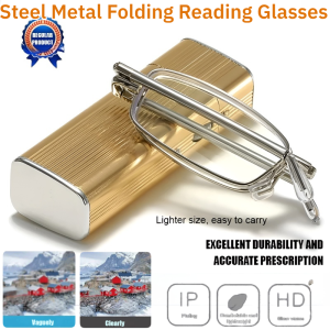 Steel Metal Folding Reading Glasses Hd Anti-blue Light Ultra-Light Portable Men and Women Folding Glasses