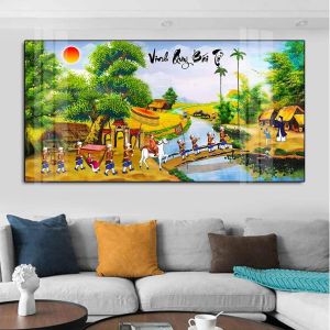 Phong cảnh đồng quê tranh tráng gương 5D cao cấp giá rẻ vô địch