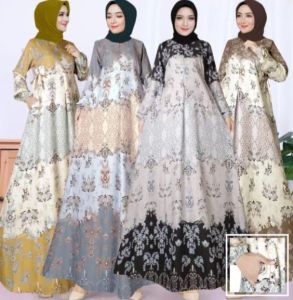 GAMIS HUSNA Baju Adem Lembut Busui Ada Saku Dress Terbaru Kaftan Maxmara Maxy Melayu Wanita Muslim