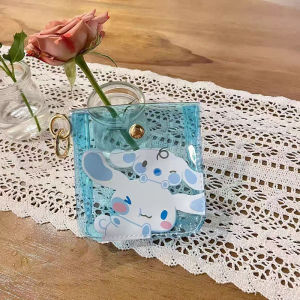 Cute Sanrio Pvc Transparent Zero Wallet Anime Kuromi Mini Jelly Colored Storage Bag Kawaii Student Backpack Pendant Accessories