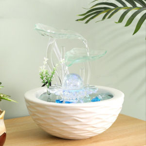 Creative Modern Minimalist Fountain Feng Shui Home Office Decoration Desktop Green Plant Coffee Table Water Flow Ornament