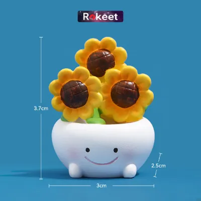 Rokeet Mini Pot Tanaman Hias Lucu Dekorasi Meja Kerja Belajar Unik Pereda Stres