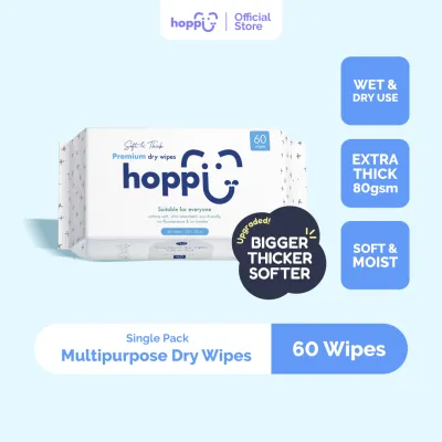 [Upgraded Version] Hoppi Premium Cleaning Dry Wipes - 60 Sheets