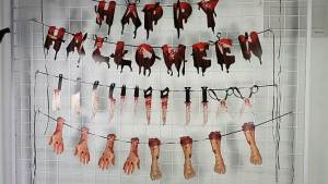 Halloween Decorative Banners   Scissors hands feet banner haunted house party decorations Halloween banner
