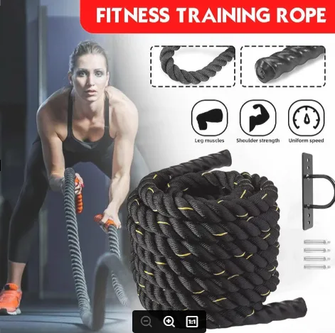 Battle Ropes with Anchor Strap Kit and Exercise Poster – Upgraded