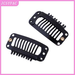 JCSYFAC 10 100 Toupee wig clips snap clips w rubber back hair extension black 9 teeth
