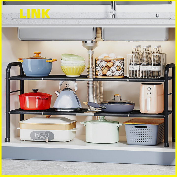 LINK Extendable Stainless Steel Kitchen Organizer Under Sink Rack ...