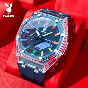 PLAYBOY Jam Tangan Pria Original Tahan Air Tali Karet Cowok Multifungsi Luminous Kalender Fashion Digital Sport Watch