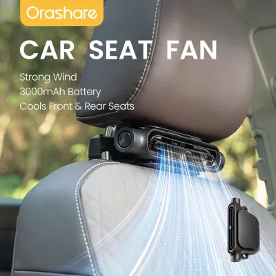 Orashare KLX09 Car Seat Headrest Fan 3000mAh Rechargeable 3-Speed Backseat Cooling Fan