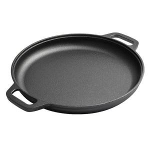 Strong Wrought Iron Fryingpan With Double Pulls For Pancakes And Stovetop Cooking Even Heat Distribution