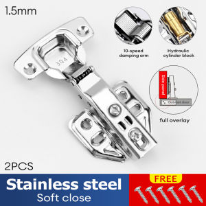 HYM 2PCS SUS304 Concealed Hydraulic Hinges for Cabinet Door Bisagra for Cabinet Soft Close Hinges