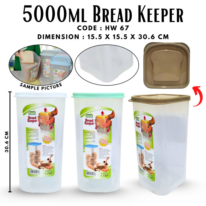 HW 67 5000ML BREAD KEEPER / 5LITERS Stackable Space-Saving Food Storage ...
