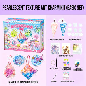 Kids DIY Pearlescent Texture Art Kit Cream Glue Charm Keychain Making Craft Set Educational Toy Gift Kit Seni Tekstur Mutiara DIY Kanak Kanak Set Krim Gam Gantungan Kunci Aktiviti Kraf Kreatif Hadiah 儿童DIY手工材料包珠光肌理画咕卡奶油胶钥匙扣挂件创意益智美术玩具女孩礼物 A590