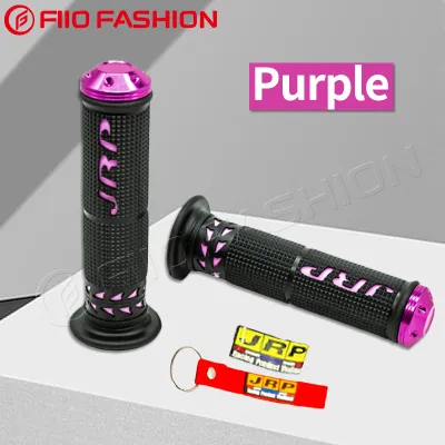 JRP Universal Non-slip Motorcycle Handle Grips Rubber Aluminum Alloy Bar Ends with Free Keychain and Stickers Compatible with Most Scooter Motorbike Models