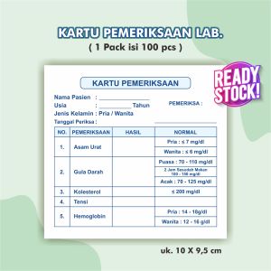 KARTU CEK DARAH Kartu Pemeriksaan Lab/ Kartu Kontrol Ready Stock
