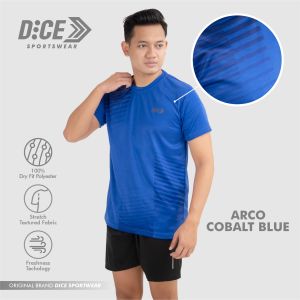 Jersey Olahraga Ringan Cepat Kering Dice Biru Motif Arco Cobalt Blue