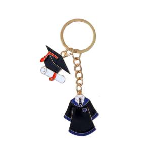 Graduation Hat and Gown Keychain Pendant Mortarboard Key Ring Education Themed Teacher Appreciation Gift