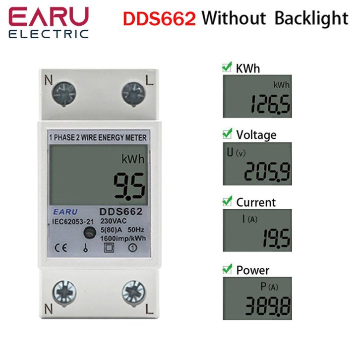 Single Phase LCD Digital Energy Meter Reset Zero kWh Voltage Current