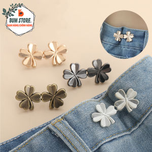 Ghim Điều Chỉnh Cạp Quần Hình Cỏ 4 Lá Bằng Hợp Kim Ghim Siết Eo Mini Có Thể Tháo Rời Thu Gọn Eo