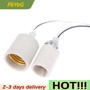 PkYeG E14 E27 Ceramic Screw Lamp Holder LED Light Heat Resistant Adapter Home Use Round Socket For Bulb Base With Cable