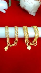 Gelang Rantai Papan Wanita Tempahan Lapis Mas 24K Anti Karat