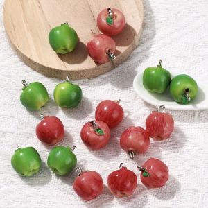 PERCEPT 10PCS/SET 3D Simulation Fruit Charms Pendant Handmade Pippin Orange Phone Chain Accessories New Peeled Resin Spacer Loose Beads Earrings