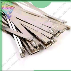 Diskon!! Stainless 10pcs Cable Ties ikat besi Kabel Tis Steel Metal Tie lock