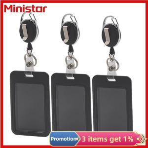Ministar Stylish Simple Document Card Holder For Women Men High Quality Retractable Sliding Cover Card Holder Bus Card ID Card Holder