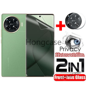2 Trong 1 Máy Ảnh miếng bảo vệ màn hình Cho Tecno Spark 20 Pro Cộng Với 4G Spark20 20Pro + Phía Trước Chống Peep Riêng Tư Hydrogel Phim Rõ Ràng Ống Kính Mềm Mại mỏng trong suốt chống trầy xước bọc hoàn toàn