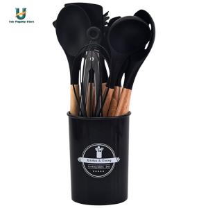 12Pcs Kitchen Utensil Set Silicone Spatula Set Wooden Handle Non-Stick Spatula Set Spatula Spoon Brush Whisk for Kitchen[Ueb Flagship Store]