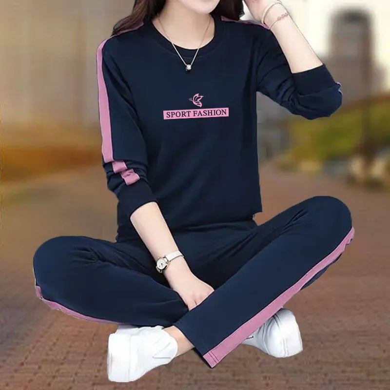 Women's Long Sleeve Tracksuit Female Pullover Jogging Pants Casual
