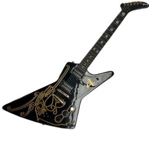 Custom Gibson Explorer Electric Guitar Humbucker Pickups Classic Black Body Gold Powder Carving Pattern Gold Accessories 22 Fret Professional Guitar