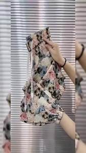 Summer Thin Ice Silk Casual Pants Women Elastic High Waist Harlan Pant Cool And Comfortable Floral Print Ankle-Length Pants