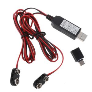 2in1 loại C USB nguồn điện chuyển đổi để kép 6F22 9V Eliminator có thể thay thế 2 cái 9V Bộ nguồn USB cáp