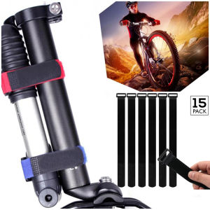 15PCS Nylon Reverse Buckle Cable Strap Hook Loop Fastener Cable Ties Strap Sticky Line Finishing Black 2cm Width