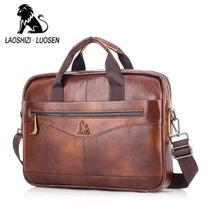 2023 Business Bag Men 15.6inch Laptop Messenger Bag Briefcase Genuine Leather Bag Leather Laptop Bag Casual Man Bag Shoulder Bag