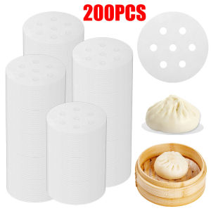 แผ่นรองแม่พิมพ์อบขนมขนมปังทรงกลมขนาดเล็กแบบใช้แล้วทิ้งแผ่นแผ่นยางอบขนมนึ่งอเนกประสงค์สำหรับห้องครัวไม่ติดกระดาษเรือกลไฟแบบพกพา200ชิ้น/เซ็ต