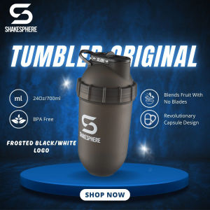 ShakeSphere Tumbler Original 700ml [Frosted Black/White Logo]