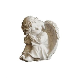 RGFV Easy to Clean Creative Unique Pray Little Angel High Quality Peaceful Prayer Winged Angel Statue Garden Sculpture  Ornaments Resin Crafts