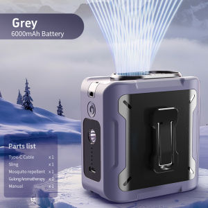 2025 Turbo Cooling Waist Fan - 6000mAh 24H Runtime 5 Wind Levels 30dB Silent Military-Grade Shockproof - Multi-Position (Waist/Neck/Handheld/Desktop) + Flashlight & SOS