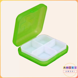 Amoki 4 Grid Medicine Box Storage Organizer Mini Portable Pill Cases Drug Dispenser