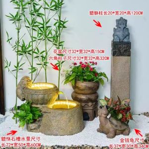 Large Flowing Water Ornaments Chinese Style Living Room Entrance Feng Shui Fortune Floor Water Landscape Fish Pond Fountain Landscape