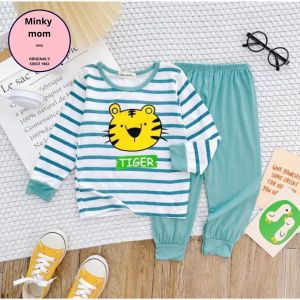 Bộ dài tay thun lạnh Minky Mom cho bé trai bé gái 7- 28 kg VTD-SI01