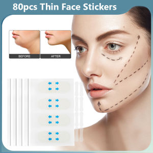 80pcs Face Lift Adhesive Tape Invisible V Shape Thin Face Wrinkle Removal Sticker Forehead Neck Eye Chin Sagging Skin Lift Patch Facial Slim Mask