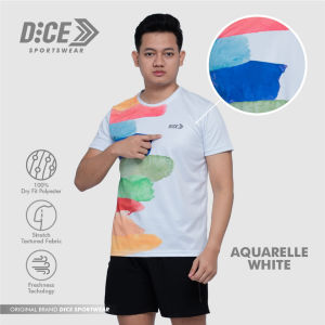 DICE Jersey Aquarelle White Olahraga Lari Dry Fit Polyester