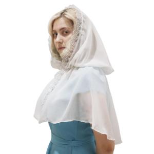 Lace Shawls Lace Chapel Veil White Hooded Cloak Wrap Lady Mantilla Princess Costume Photography Hoodie for Masquerade
